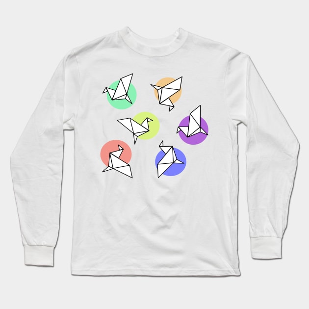 Colorful paper crane 2 Long Sleeve T-Shirt by Nezumi1998